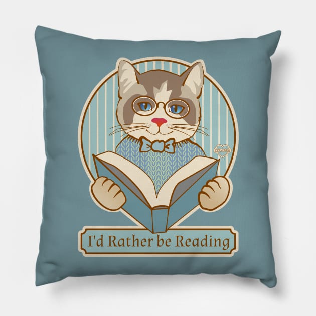 I'd Rather be Reading Cat and Book Pillow by Sue Cervenka