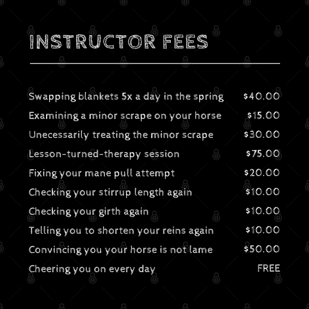 Riding Instructor Fees by wittyequestrian@gmail.com