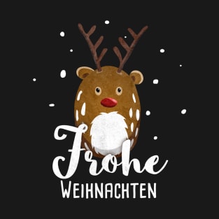 Frohe Weihnachten Merry Christmas With Reindeer Rudolph T-Shirt