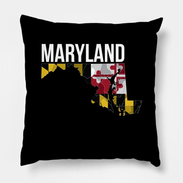 Maryland State Flag Map Pillow by polliadesign