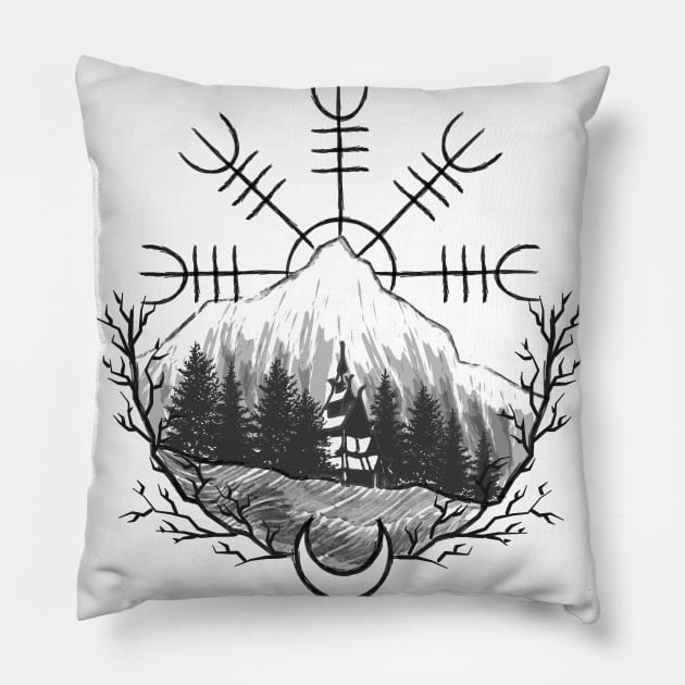 Helm Of Awe Pillow by ValhallaDesigns