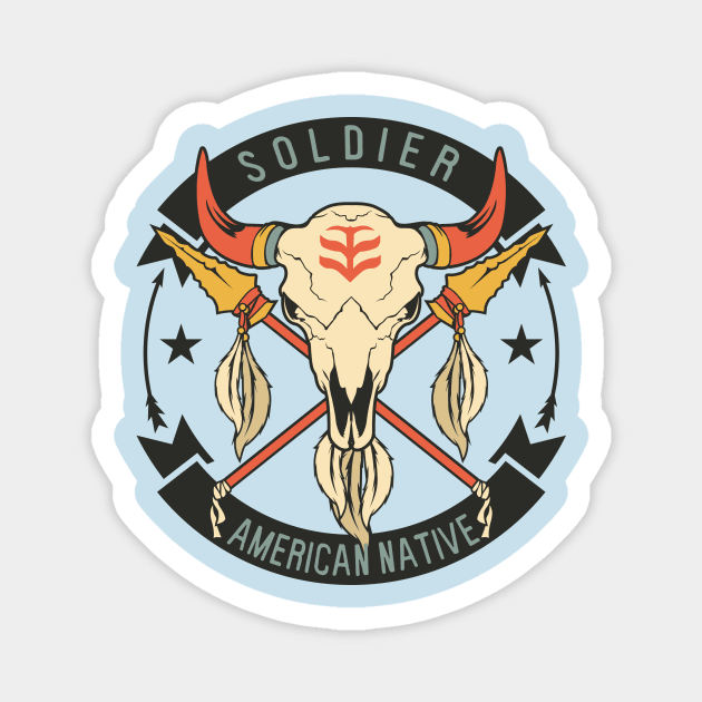 Native American Soldier Badge Design Magnet by teespotfashions