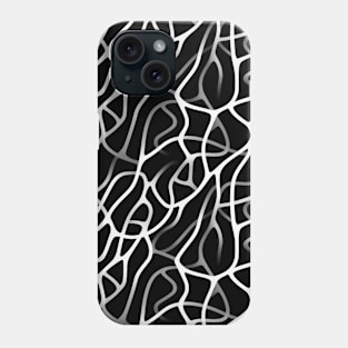 Monochrome Elegance: White Abstract Lines on Black Phone Case