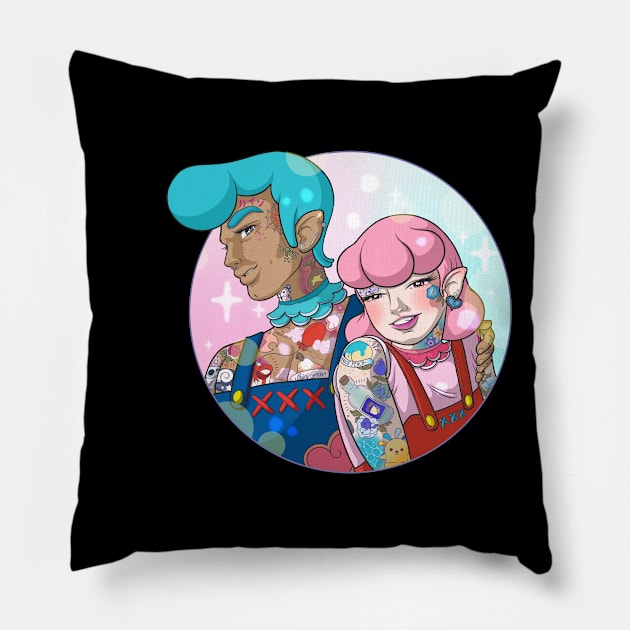 Tattooed Friends Pillow by Maxx Slow