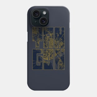 Yangon, Myanmar City Map Typography - Gold Art Deco Phone Case