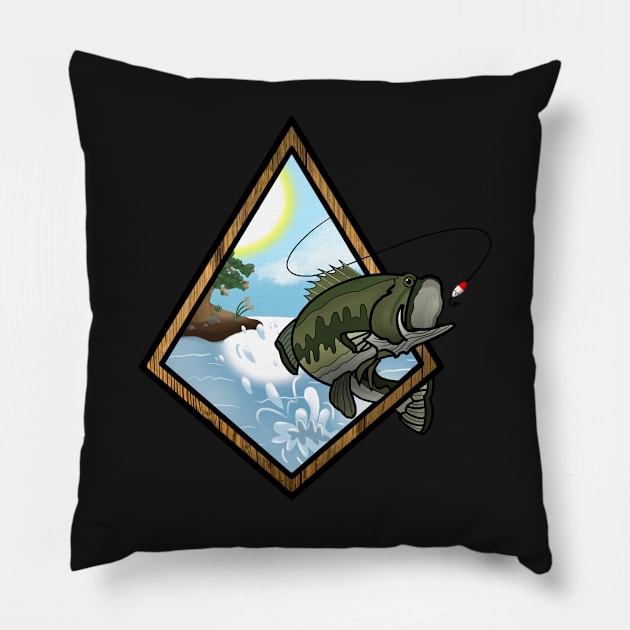 Bass Fishing Sticker Pillow by BuckNerdImages