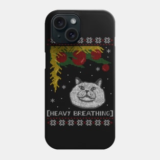 heavy breathing - cat ugly christmas sweater Phone Case