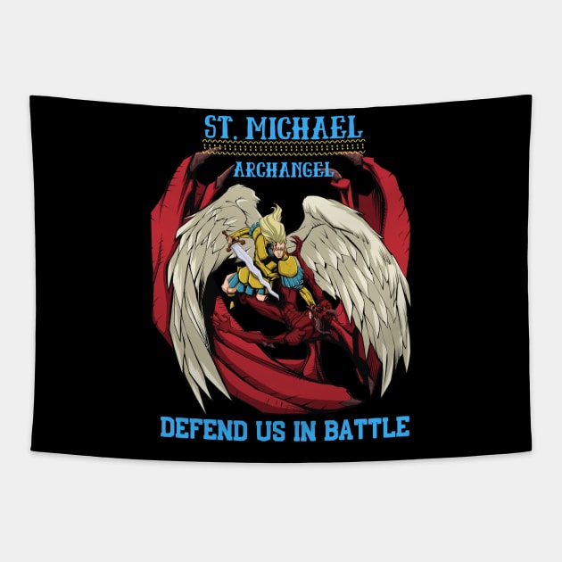 St. Michael - Defend Us In Battle Tapestry by stadia-60-west