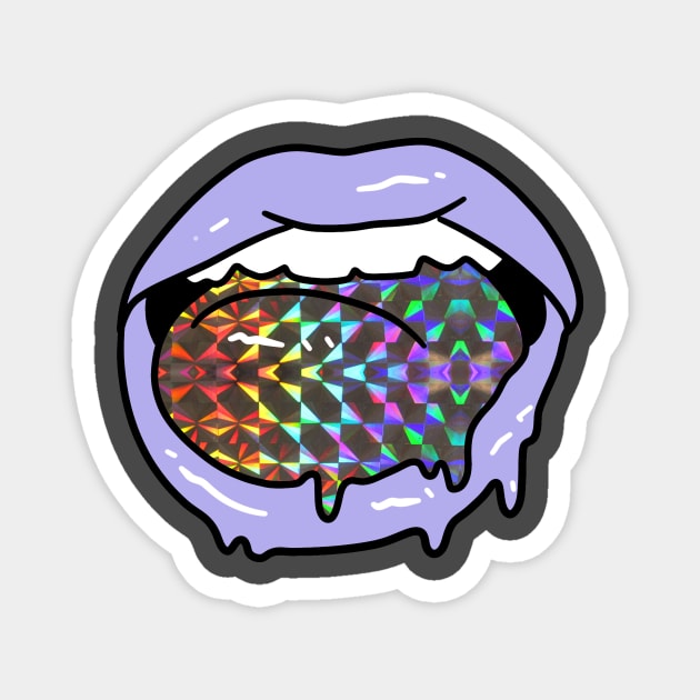 Sparkly Holographic Tongue and Lips Magnet by saradaboru