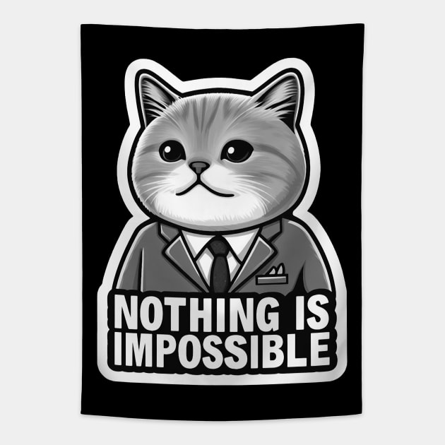Nothing Is Impossible Cat Tapestry by Plushism