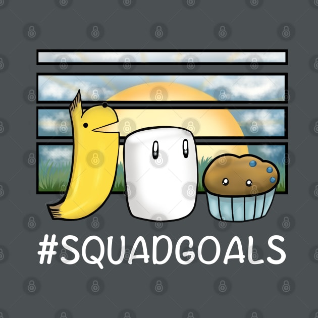 Squad Goals trio white text for dark shirts by Jace and Marshi