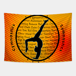 red dot on Yellow Gymnastics Tapestry