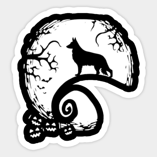 Funny German Shepherd And Moon Halloween Costume Gift German Shepherd And Moon Halloween Sticker Teepublic
