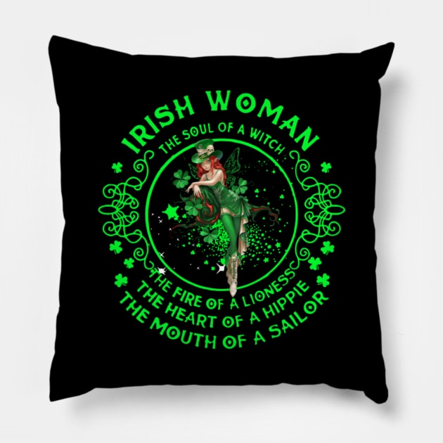 Irish Woman The Soul Of A Witch The Fire Of A Lioness Pillow by WilliamHoraceBatezell