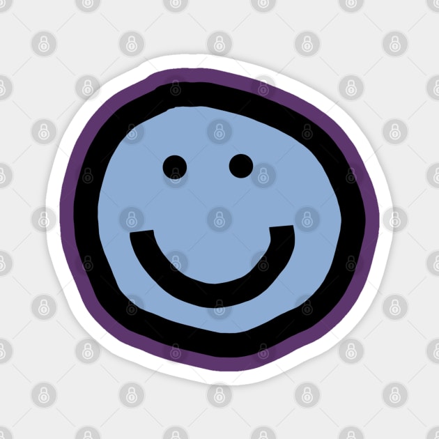 Minimal Happy Smiley Face Blue Magnet by ellenhenryart