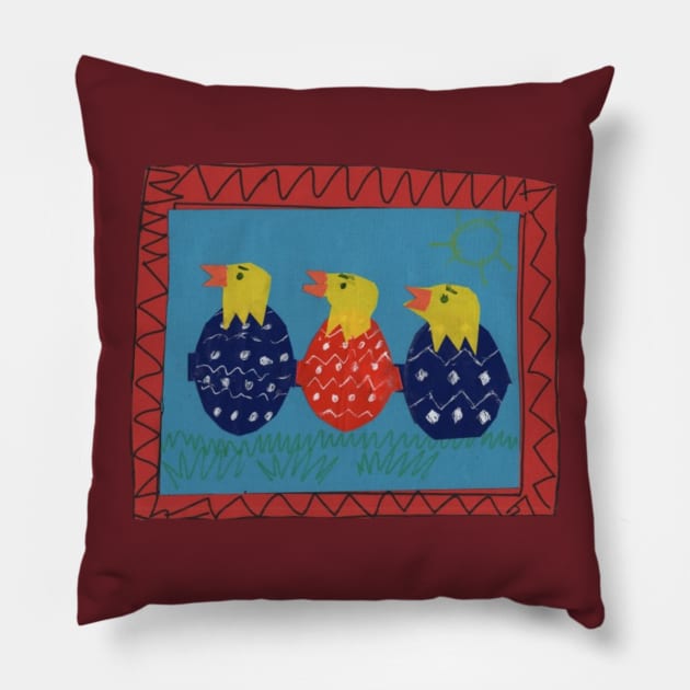 Newborn Chickens Pillow by Mila-Ola_Art