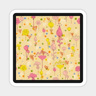 Floral pattern with hearts Magnet