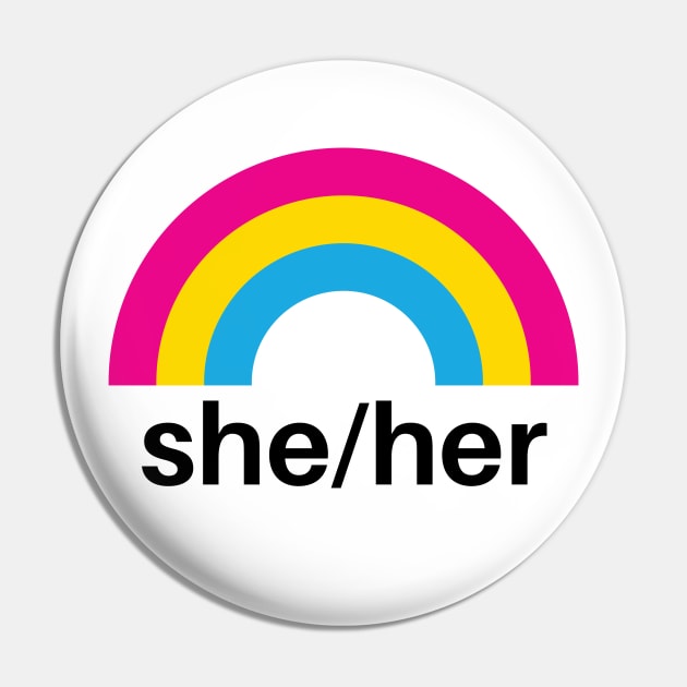 She/Her Pronouns Pansexual Rainbow Pin by lavenderhearts