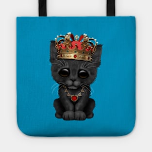 Cute Royal Black Kitten Wearing Crown Tote