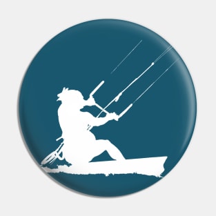 Kitesurfer Action Water Sports Artistic White Silhouette Pin