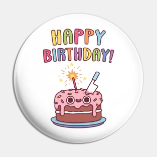 Happy Birthday, Birthday Cake With Knife Funny Pin