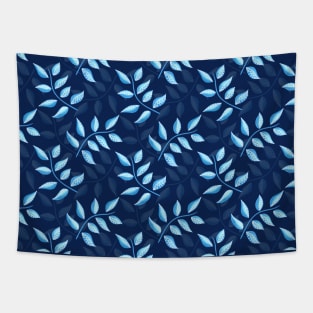 Decorative Blue Leaves Plant Botanical Pattern Tapestry