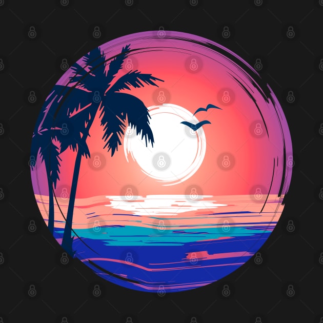 Colorful Beach Sunset Summer Design by busines_night