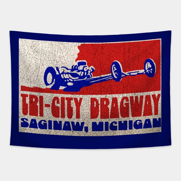 Tri-City Dragway Tapestry by Midcenturydave
