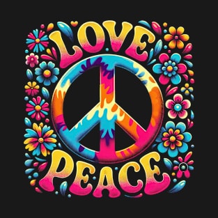 Retro Tie Dye: Love & Peace Sign Expression T-Shirt