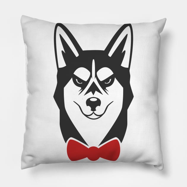 Mad tie Husky Pillow by BeltreDog