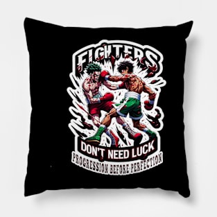 Epic Anime Boxer Battle T-Shirt: "Fighters Don't Need Luck" Pillow