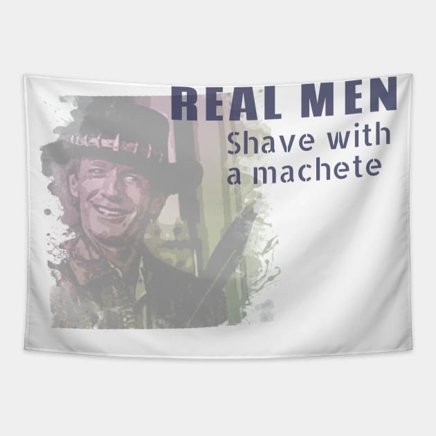 Real men shave with a machete Tapestry by farq