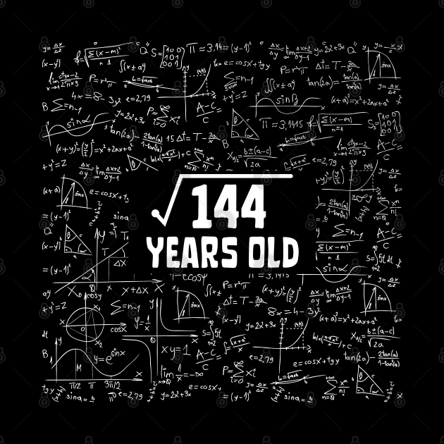 Square Root Of 144 12th Birthday, 12 Year Old Math Lover Gift by JustBeSatisfied