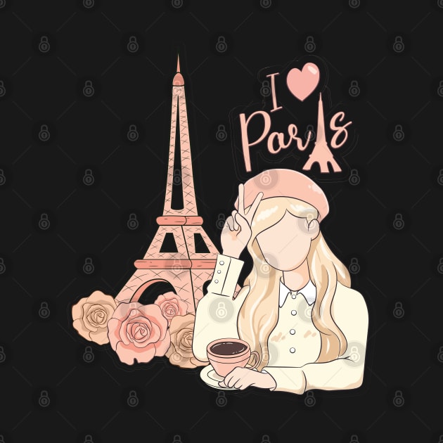 I Love Paris Traveler Girl by Irene Koh Studio