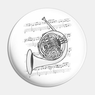 French Horn Player Hornist Brass Musician Pin