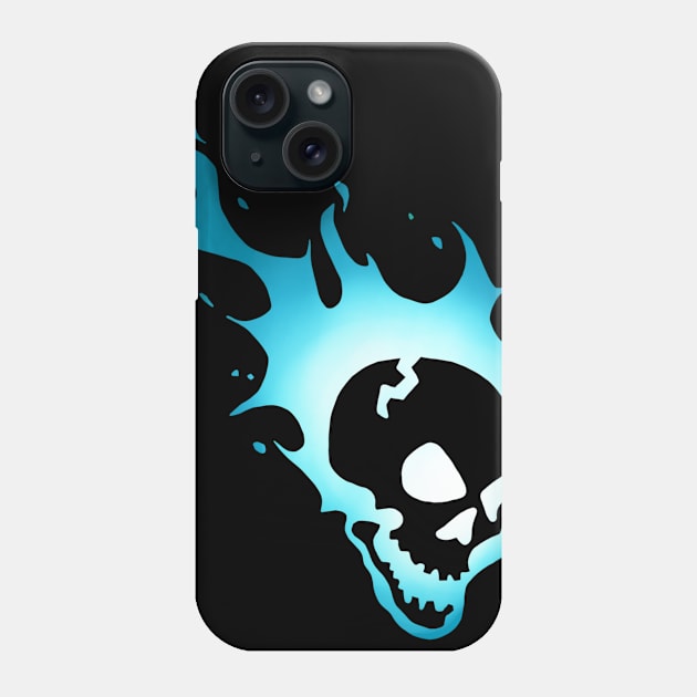 Flaming Skull Blue Phone Case by Owllee Designs