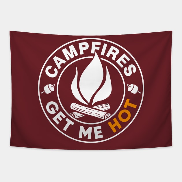 Campfires Get Me Hot, Funny Fall Graphic Tapestry by Boots