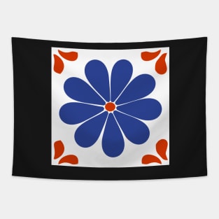 Talavera Blue Daisy Tapestry