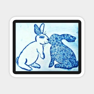 Sweet Kissing Bunnies Magnet