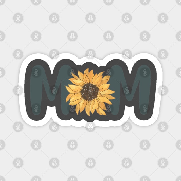 MOM word with sunflower Magnet by Don’t Care Co