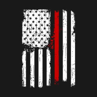 Red Line Firefighters American Flag Graphic T-Shirt