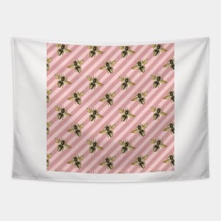 Honey Bee Neck Gator Pink and White Striped Bee Pattern Tapestry