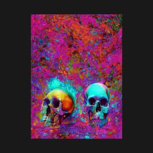 Abstract Colorfull Human Skull T-Shirt