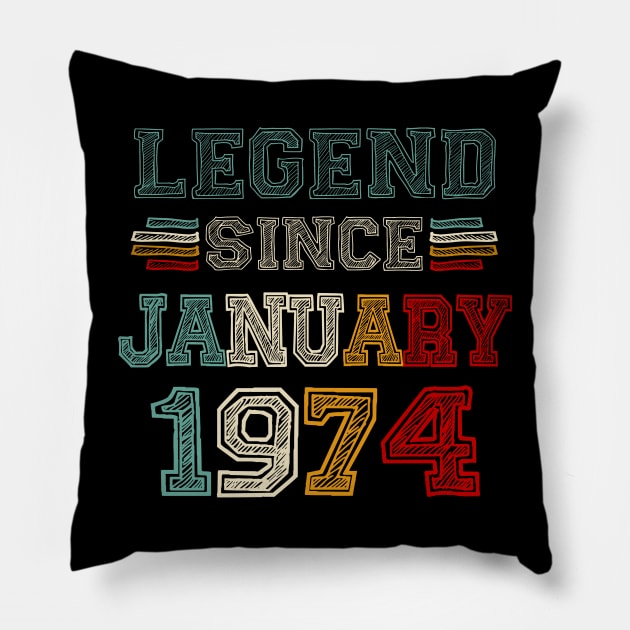 49 Years Old Legend Since January 1974 49th Birthday Pillow by Red and Black Floral