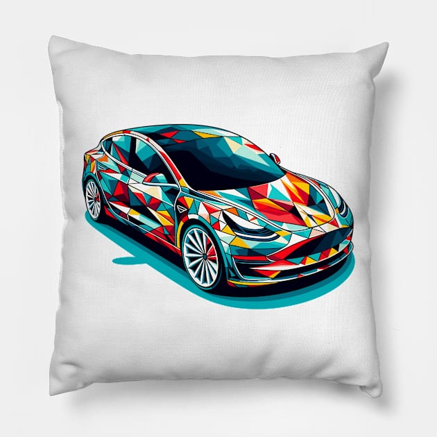 Tesla Model 3 Pillow by Vehicles-Art