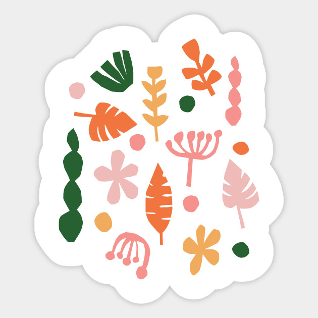 Scandinavian Abstract Paper Cut Out Flowers Abstract Shapes