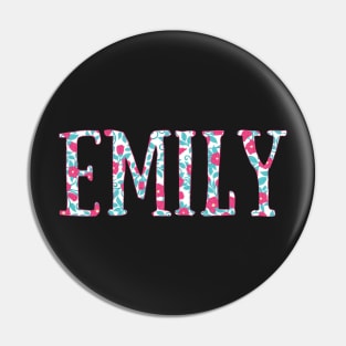 "Emily" Pink and Green Floral - Customizable Pin