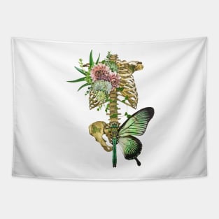 Skeleton, Flower And Butterfly Tapestry