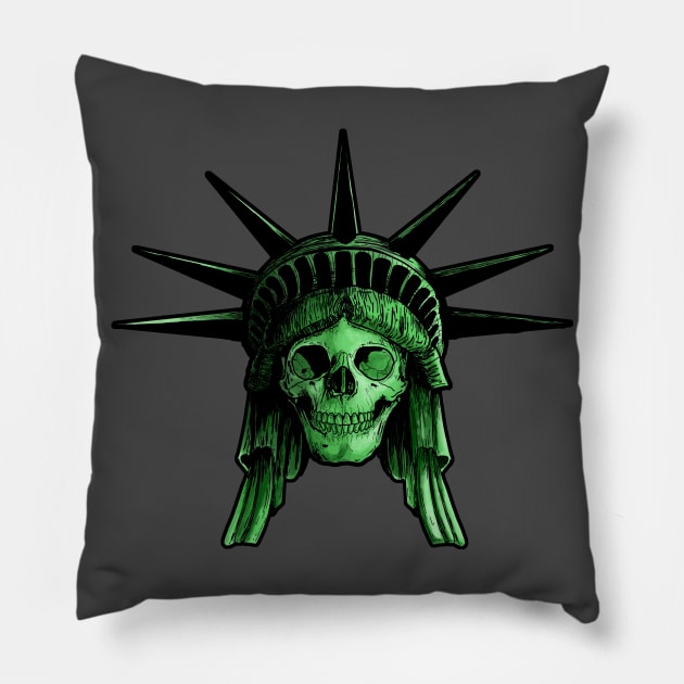 Statue of Liberty Skull Pillow by Harley Warren