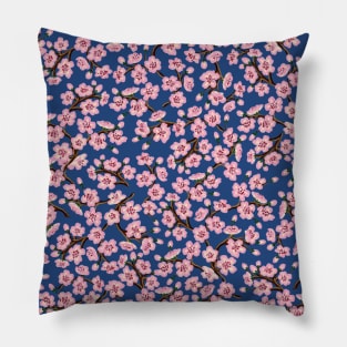 Dark Hand-Painted Cherry Blossoms Pillow